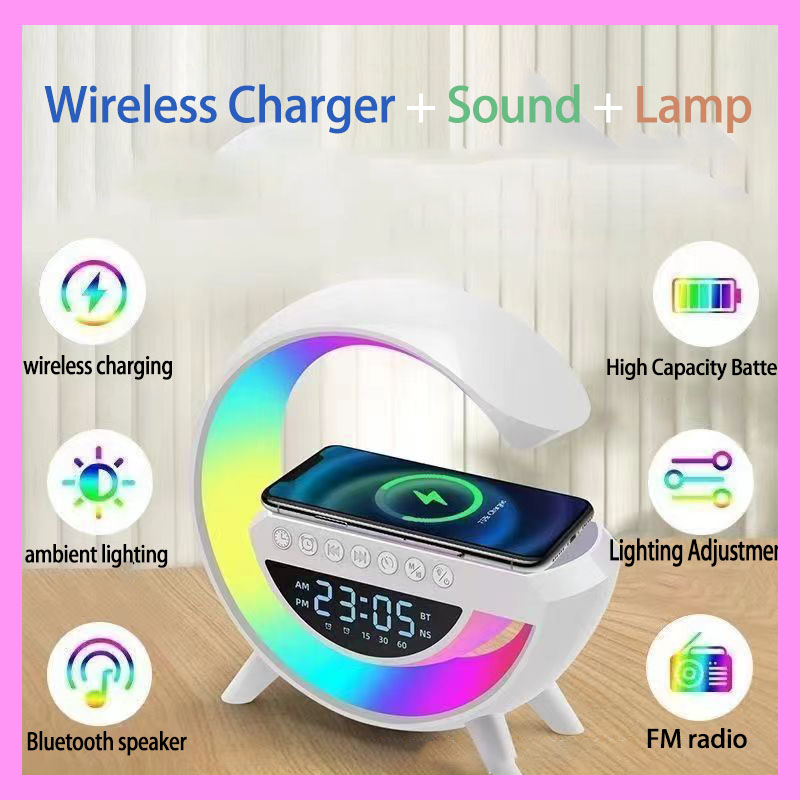 11-02 Multifunctional Night Light: Bluetooth Speaker + Wireless Charging + Clock + Alarm Clock