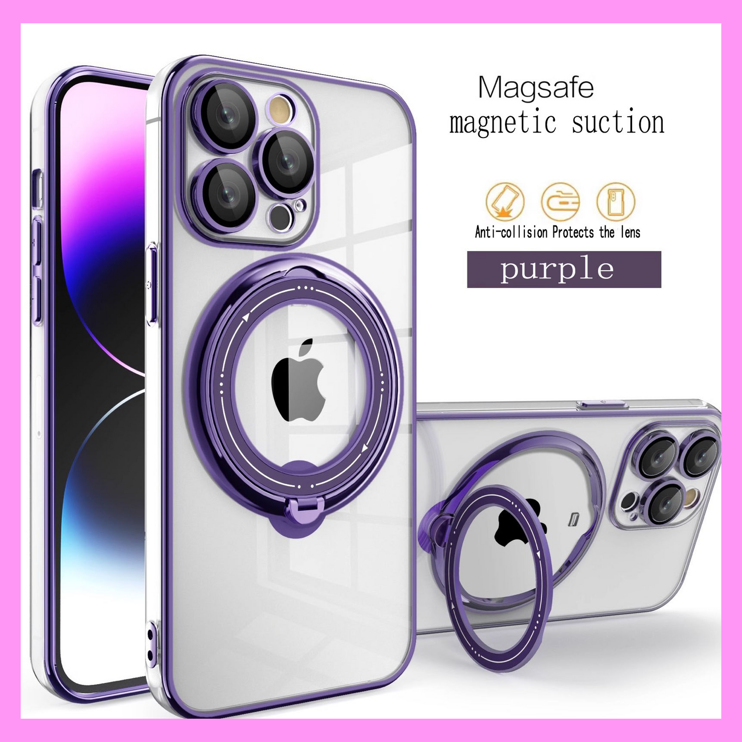 【9-03.1】360-Degree Rotating Stand, Magnetic, Shockproof iPhone Case