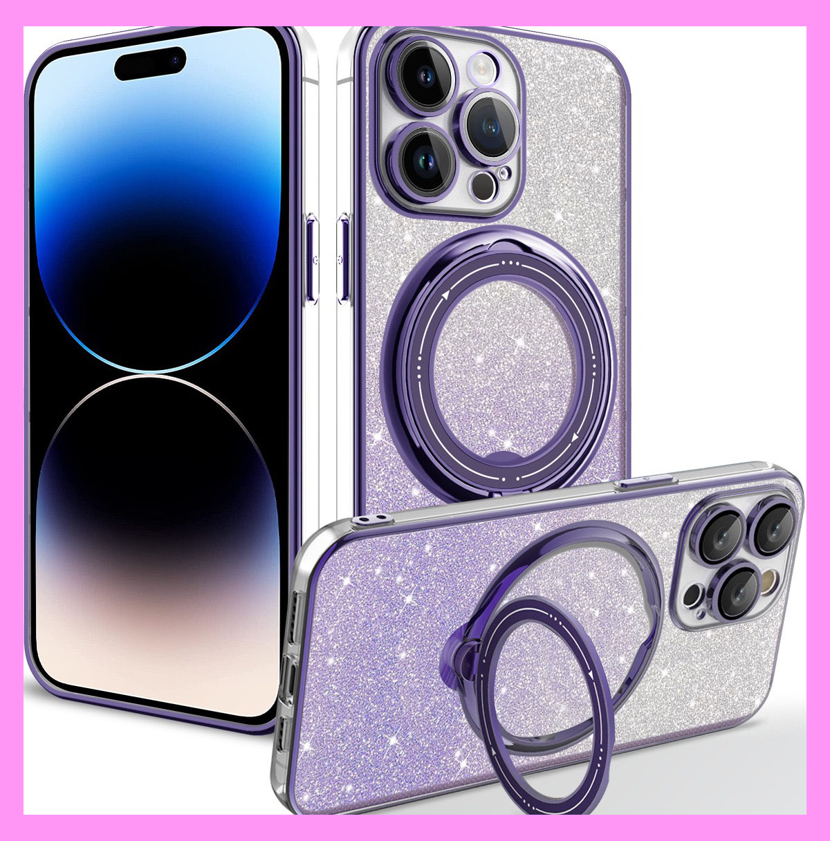 【9-03.1】360-Degree Rotating Stand, Magnetic, Shockproof iPhone Case