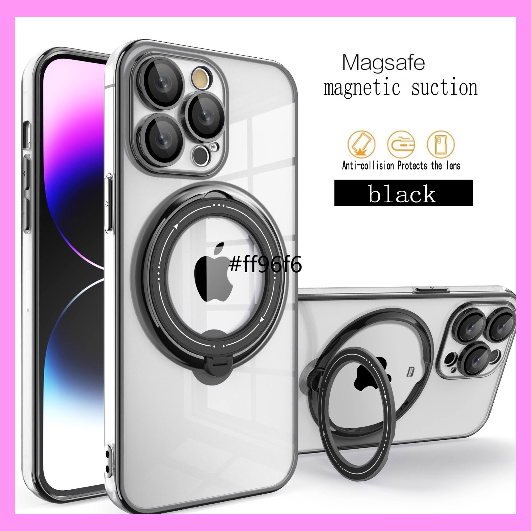 【9-03.1】360-Degree Rotating Stand, Magnetic, Shockproof iPhone Case