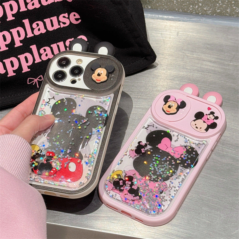 [3-4]Backflow Sand Mickey 13 for iPhone15ProMax Case Push Window 11 Apple 14 Anti-Shock Cute 12 Case