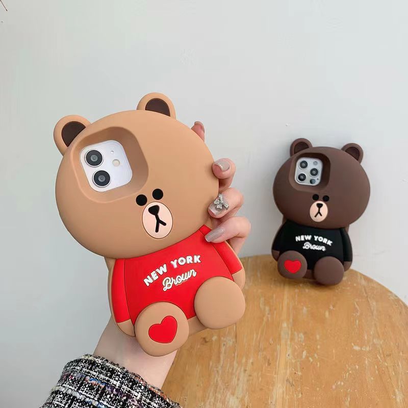 [2-5]Cartoon Bear Case for Samsung S23 Ultra/S21 Series - Protective Case