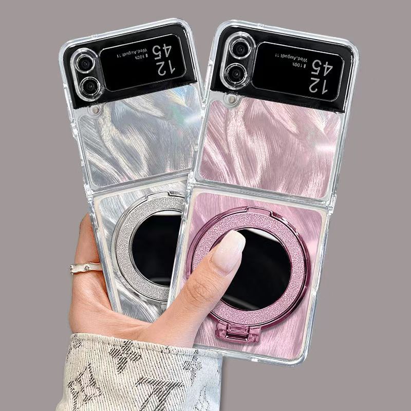 [4-9]Mirror stand for galaxyzflip3/4/5/6 case protective cover premium sense folding fashion