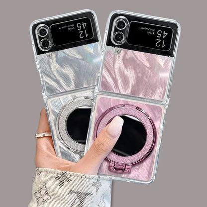 [4-9]Mirror stand for galaxyzflip3/4/5/6 case protective cover premium sense folding fashion