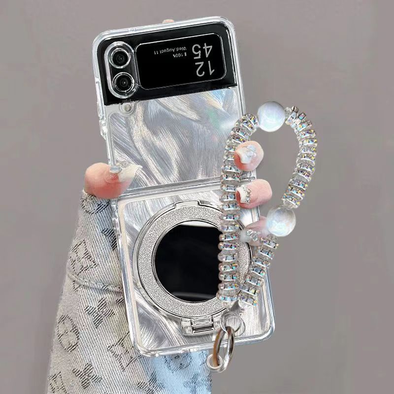 [4-9]Mirror stand for galaxyzflip3/4/5/6 case protective cover premium sense folding fashion