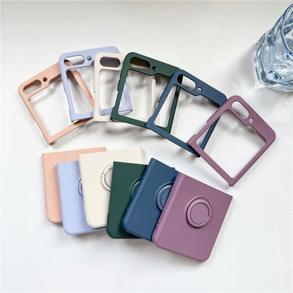 [4-10]Suitable for Samsung Zflip5 Liquid Silicone Zflip6 Finger Ring Phone Case Zflip4 Folding Screen Protective Case