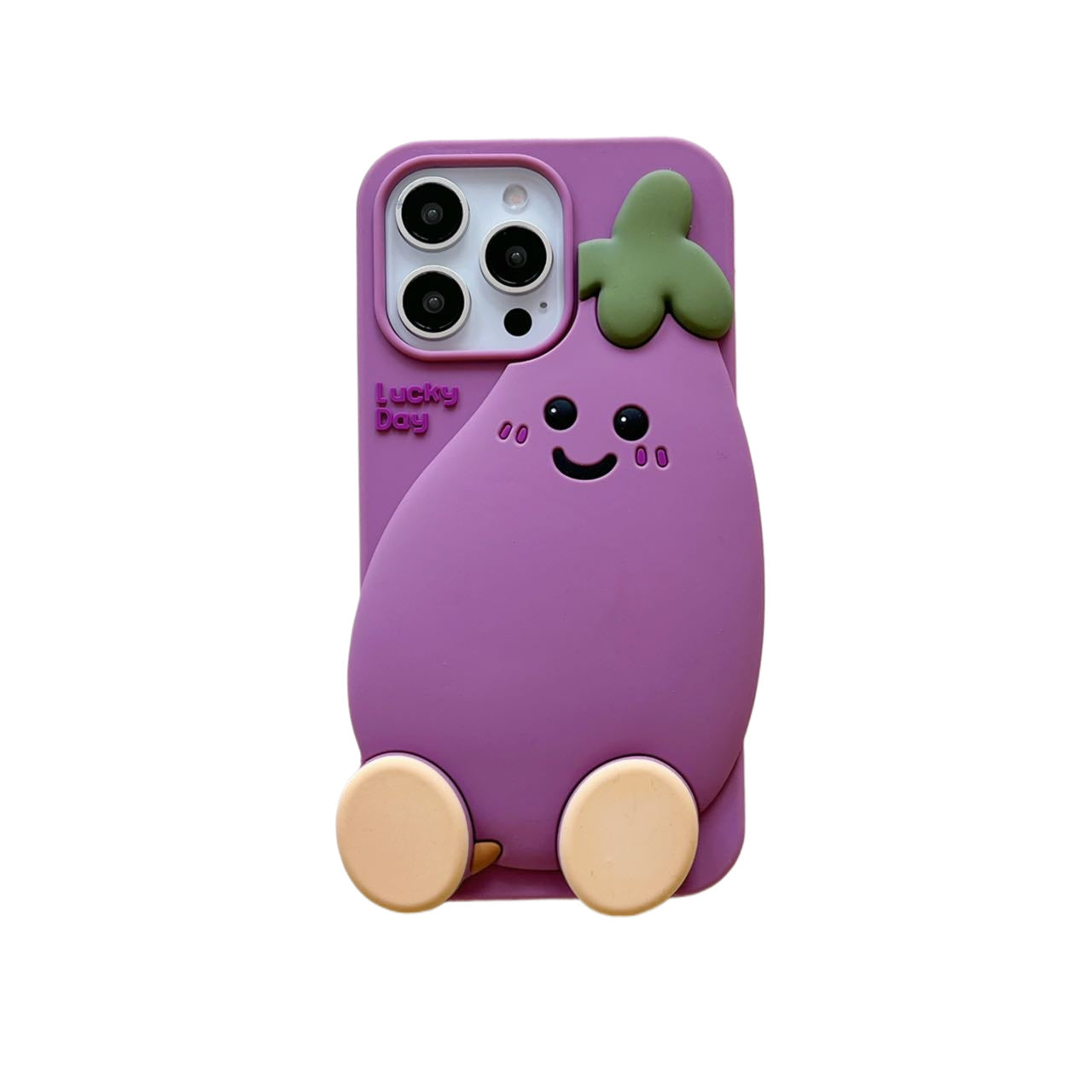 [3-6]For Apple 16promax Cute Stand Eggplant Phone Case iPhone 16/15/14/13pro fun