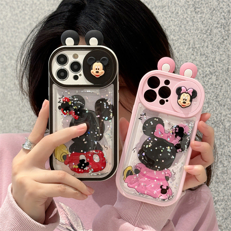 [3-4]Backflow Sand Mickey 13 for iPhone15ProMax Case Push Window 11 Apple 14 Anti-Shock Cute 12 Case