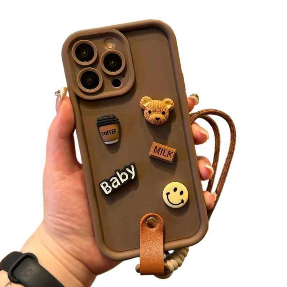 [2-3]Suitable for samsung s24ultra cell phone case s24 three-dimensional bear full package s23 hand lanyard coffee sweetheart smiley face