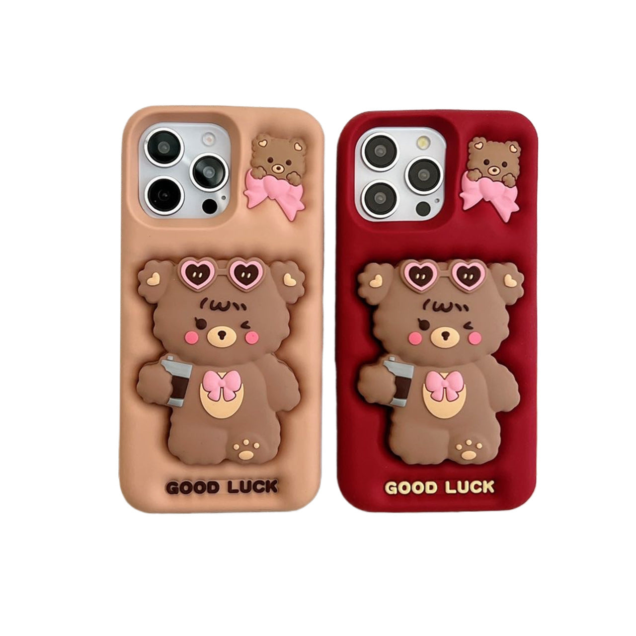 [3-8]Applicable Apple 16promax stand luck bear phone case iPhone16/15/14/13pro cartoon cute