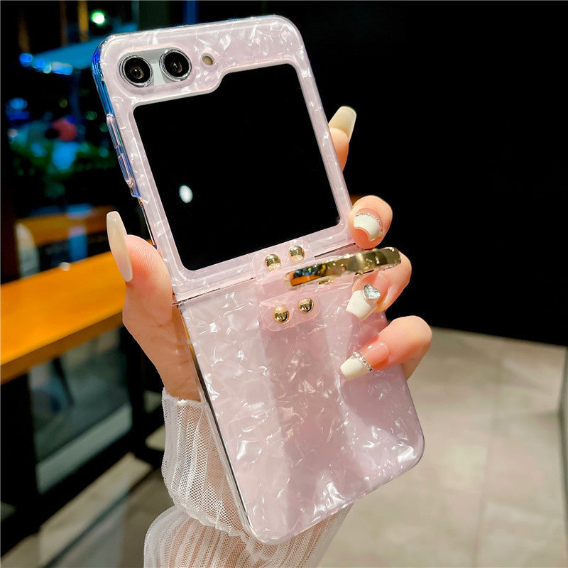 [4-5]Suitable for Samsung ZFlip6 case Galaxy Z flip5 folding shell pattern finger ring holder protective case phone case