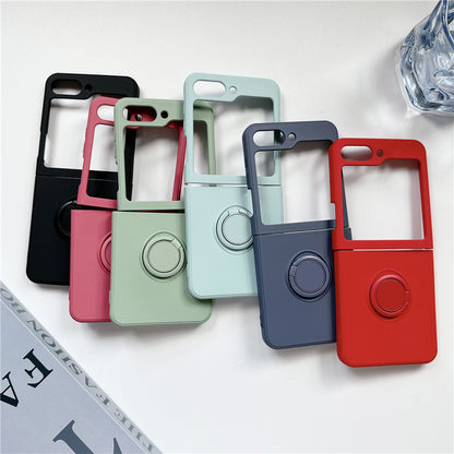 [4-10]Suitable for Samsung Zflip5 Liquid Silicone Zflip6 Finger Ring Phone Case Zflip4 Folding Screen Protective Case