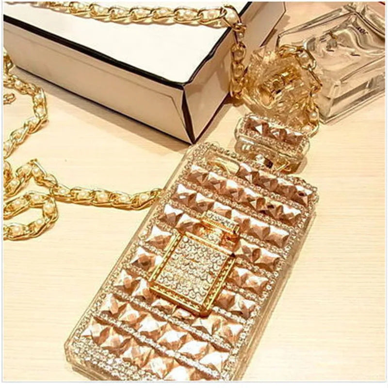 [3-2] Perfume Bottle Shaped Rhinestone Phone Case - Exquisite, Beautiful, and Elegant